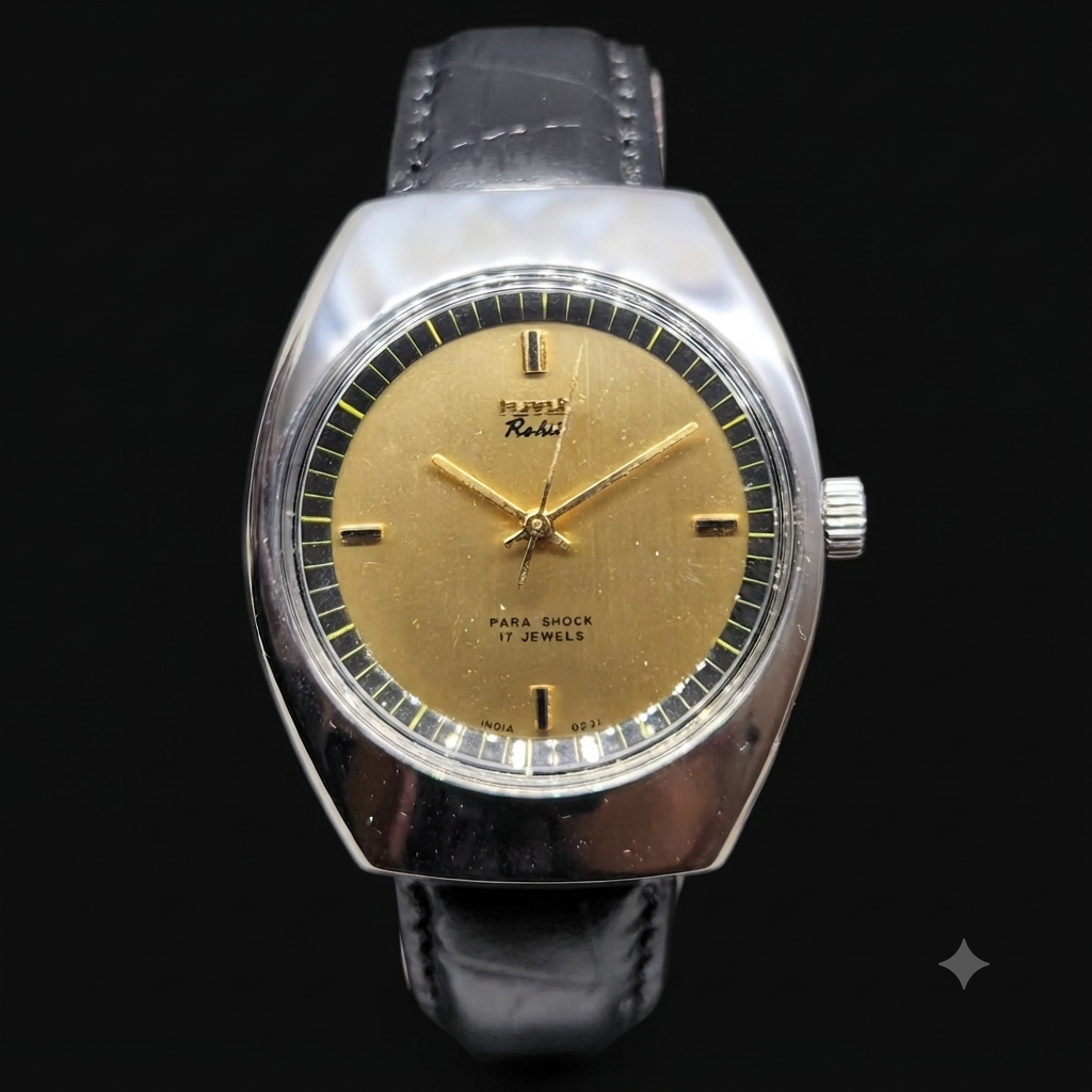 Vintage Original HMT Rohit Hand Winding 17 Jewels Gold Face Men's Wrist Watch HM50