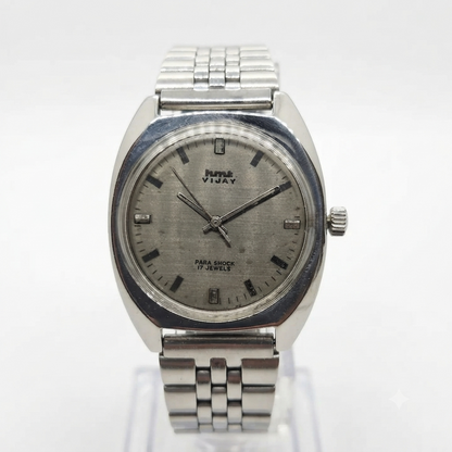 Vintage Original HMT Vijay Hand Winding 17 Jewels Silver Face Jubilee Bracelet Men's Wrist Watch OG209