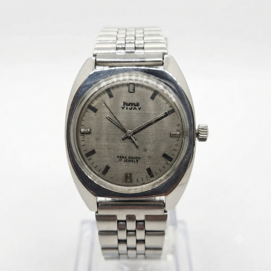 Vintage Original HMT Vijay Hand Winding 17 Jewels Silver Face Jubilee Bracelet Men's Wrist Watch OG209