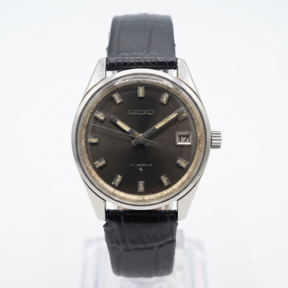 Vintage 1970 Original Seiko 5 Automatic 6602-7040 Black Face 17 Jewels Date Japanese Men's Wrist Watch VS72