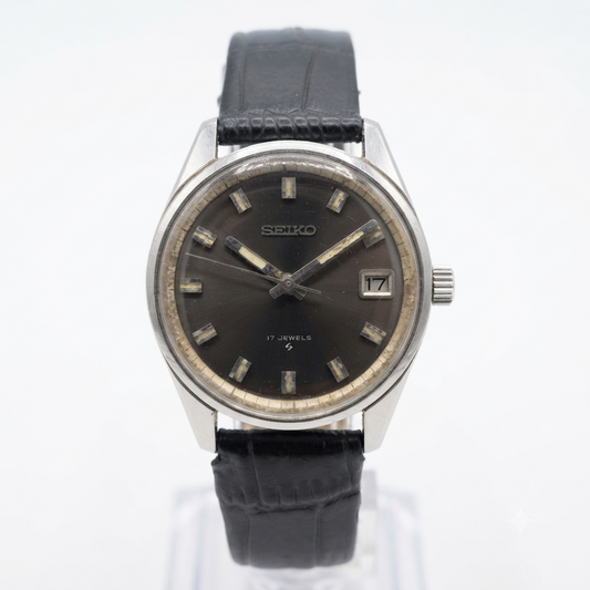 Vintage 1970 Original Seiko 5 Automatic 6602-7040 Black Face 17 Jewels Date Japanese Men's Wrist Watch VS72