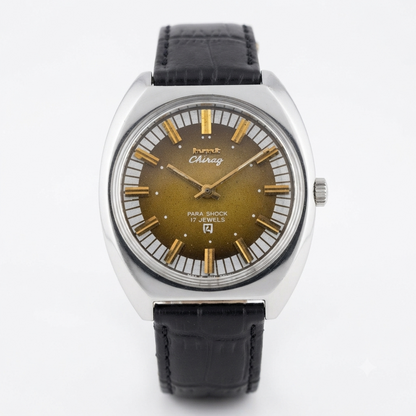 Vintage Original HMT Chirag Hand Winding 17 Jewels Brown Face Men's Wrist Watch HM155