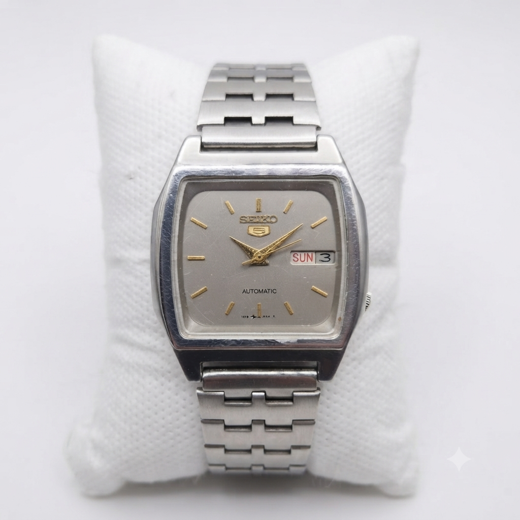 Vintage 1976 Original Seiko 5 Automatic 7009-3090 Grey Face 17 Jewels Day-Date Japanese Men's Wrist Watch VS15