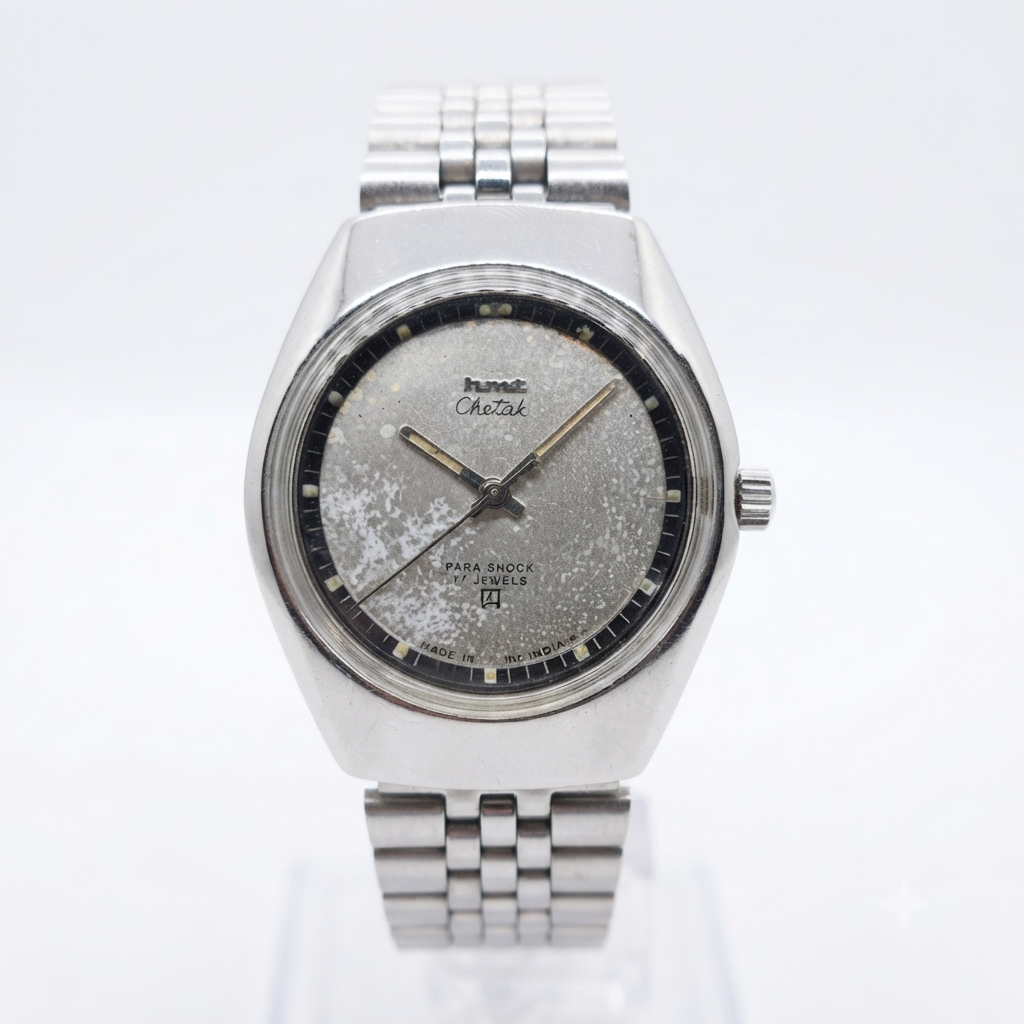 Vintage Original HMT Chetak Hand Winding 17 Jewels Silver Face Men's Wrist Watch OG284