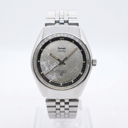 Vintage Original HMT Chetak Hand Winding 17 Jewels Silver Face Men's Wrist Watch OG284