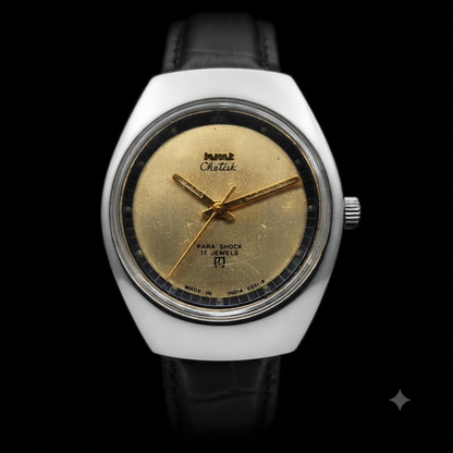 Vintage Original HMT Chetak Hand Winding 17 Jewels Gold Face Men's Wrist Watch HM68