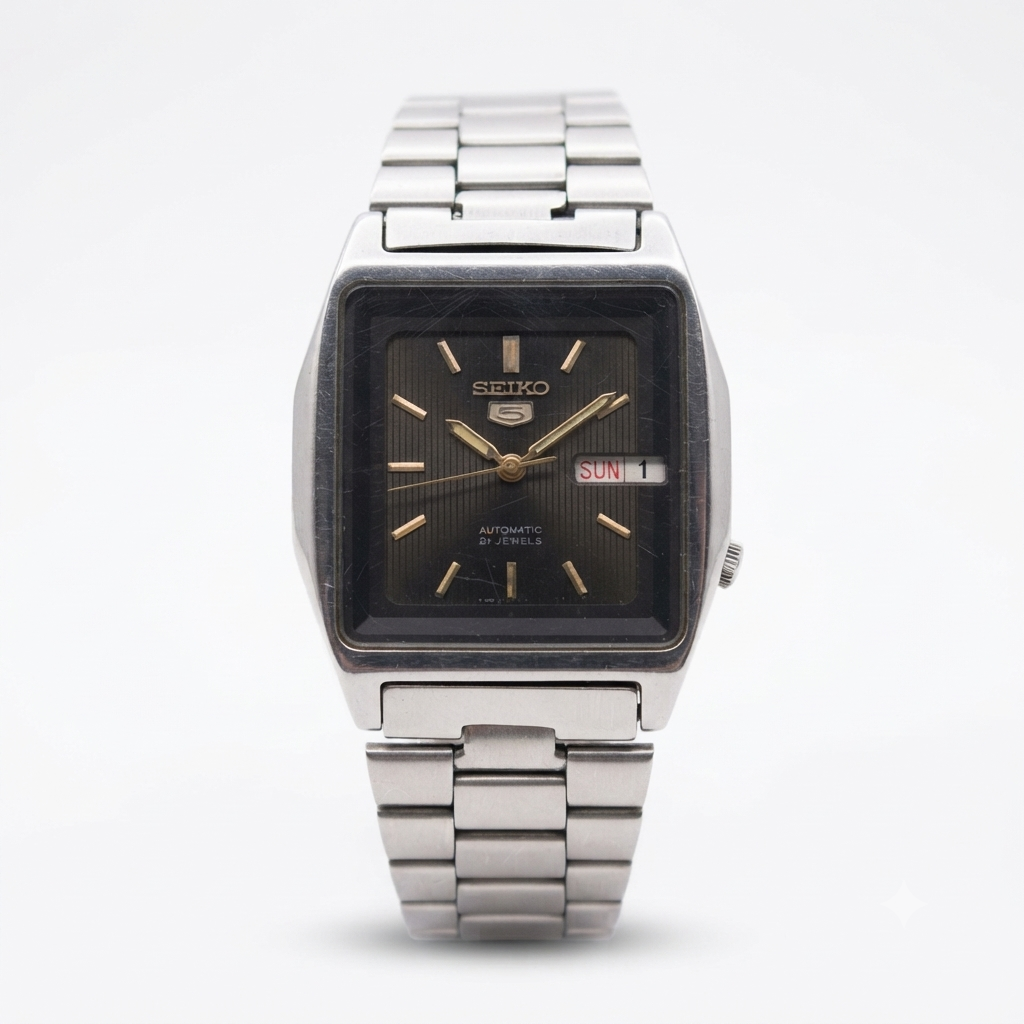 Vintage 1975 Original Seiko 5 Automatic 7019-5170 Black face 21 Jewels Day-Date Japanese Men's Wrist Watch OG257