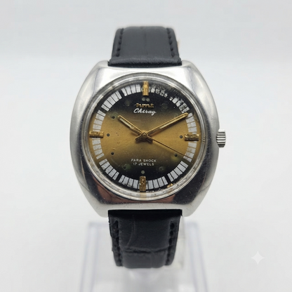 Vintage Original HMT Chirag Hand Winding 17 Jewels Gold Face Men's Wrist Watch HM90