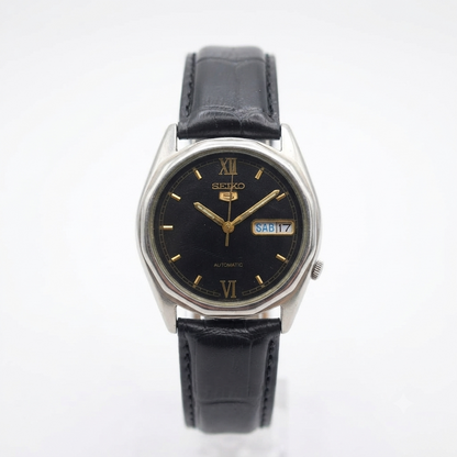 Vintage 1980 Original Seiko 5 Automatic 7009-8180 black face 17 Jewels Day-Date Japanese Men's Wrist Watch OG72
