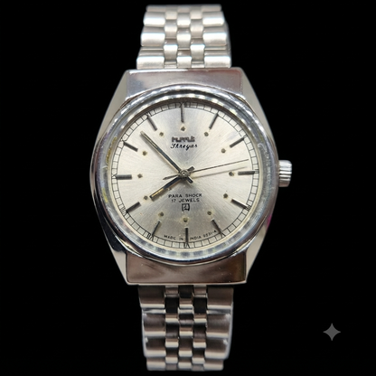 Vintage Original HMT Shreyas Hand Winding 17 Jewels Silver Face Men's Wrist Watch HM72