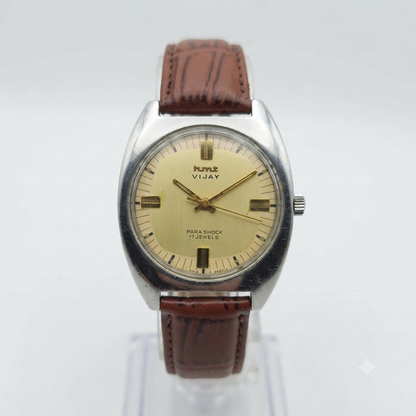 Vintage Original HMT Vijay Hand Winding 17 Jewels Gold Face Men's Wrist Watch HM97
