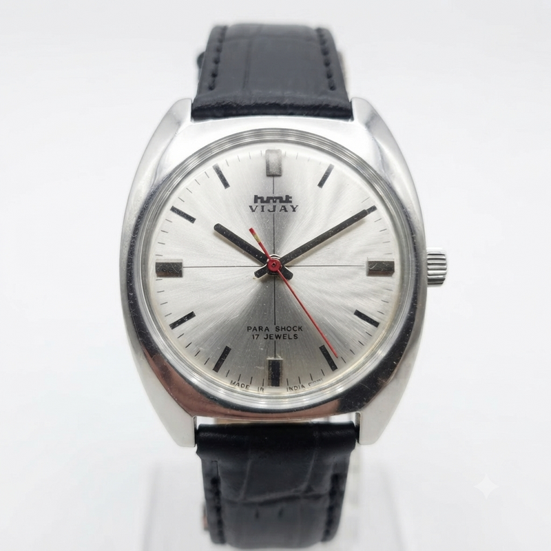 Vintage Original HMT Vijay Hand Winding 17 Jewels Silver Face Men's Wrist Watch HM135