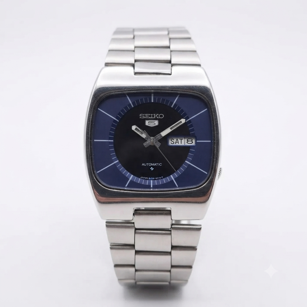 Vintage 1982 Original Seiko 5 Automatic 6309-5510 Blue face 17 Jewels Day-Date Japanese Men's Wrist Watch OG207