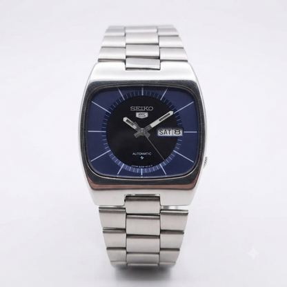 Vintage 1982 Original Seiko 5 Automatic 6309-5510 Blue face 17 Jewels Day-Date Japanese Men's Wrist Watch OG207