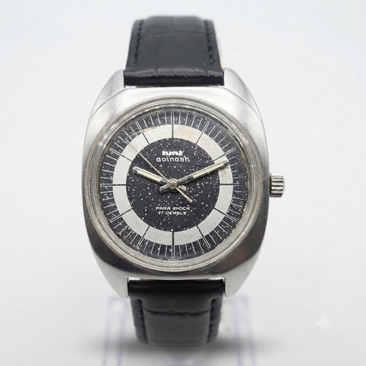 Vintage Original HMT Avinash Hand Winding 17 Jewels Black Face Men's Wrist Watch HM96