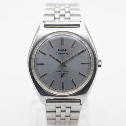 Vintage Original HMT Sandeep Hand Winding 17 Jewels Grey Face Men's Wrist Watch OG297