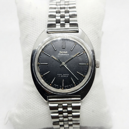Vintage Original HMT Kohinoor Hand Winding 17 Jewels Black Face Men's Wrist Watch HM40