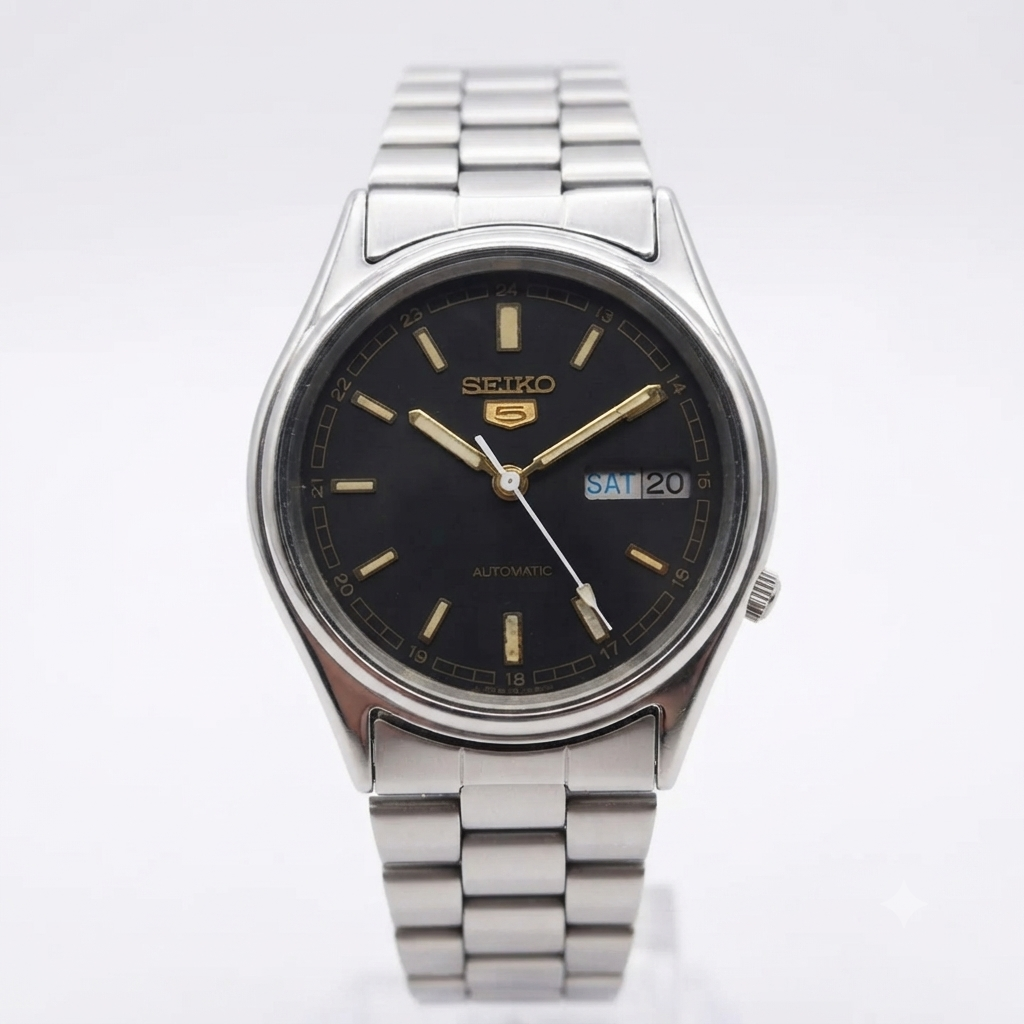 Vintage 1978 Original Seiko 5 Automatic 7009-3101 Black face 17 Jewels Day-Date Japanese Men's Wrist Watch OG242
