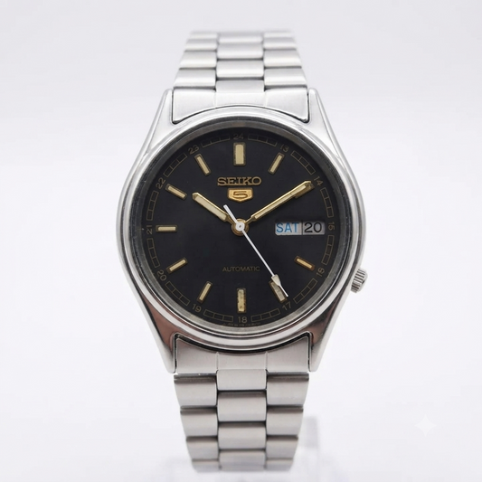 Vintage 1978 Original Seiko 5 Automatic 7009-3101 Black face 17 Jewels Day-Date Japanese Men's Wrist Watch OG242