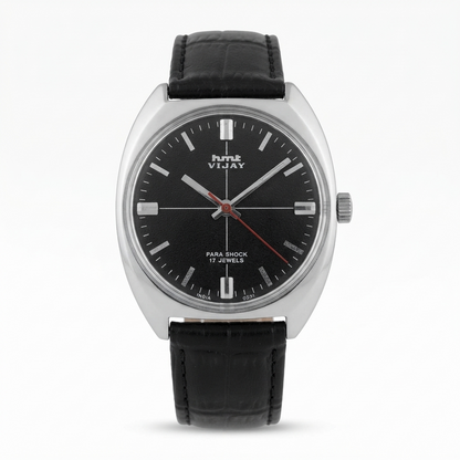 Vintage Original HMT Vijay Hand Winding 17 Jewels Black Face Men's Wrist Watch HM154