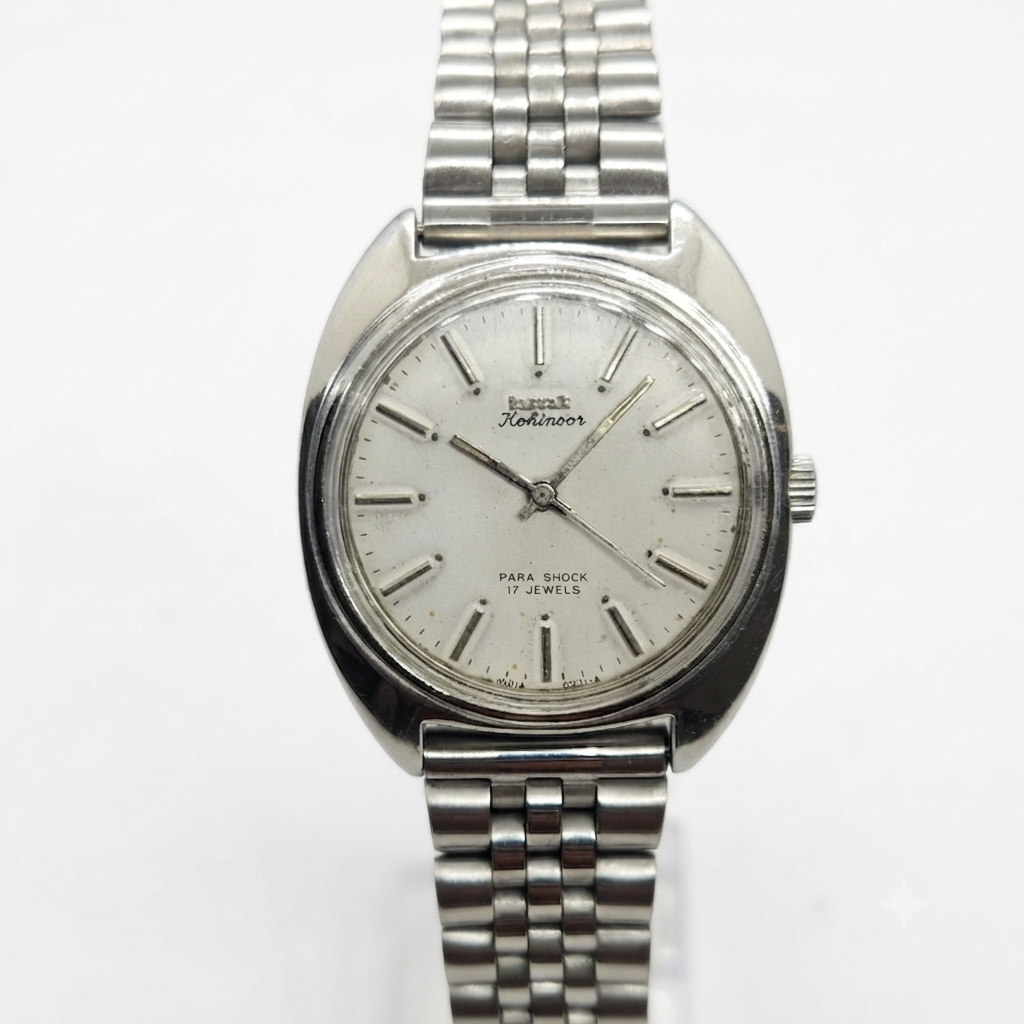 Vintage Original HMT Kohinoor Hand Winding 17 Jewels White Face Men's Wrist Watch HM27