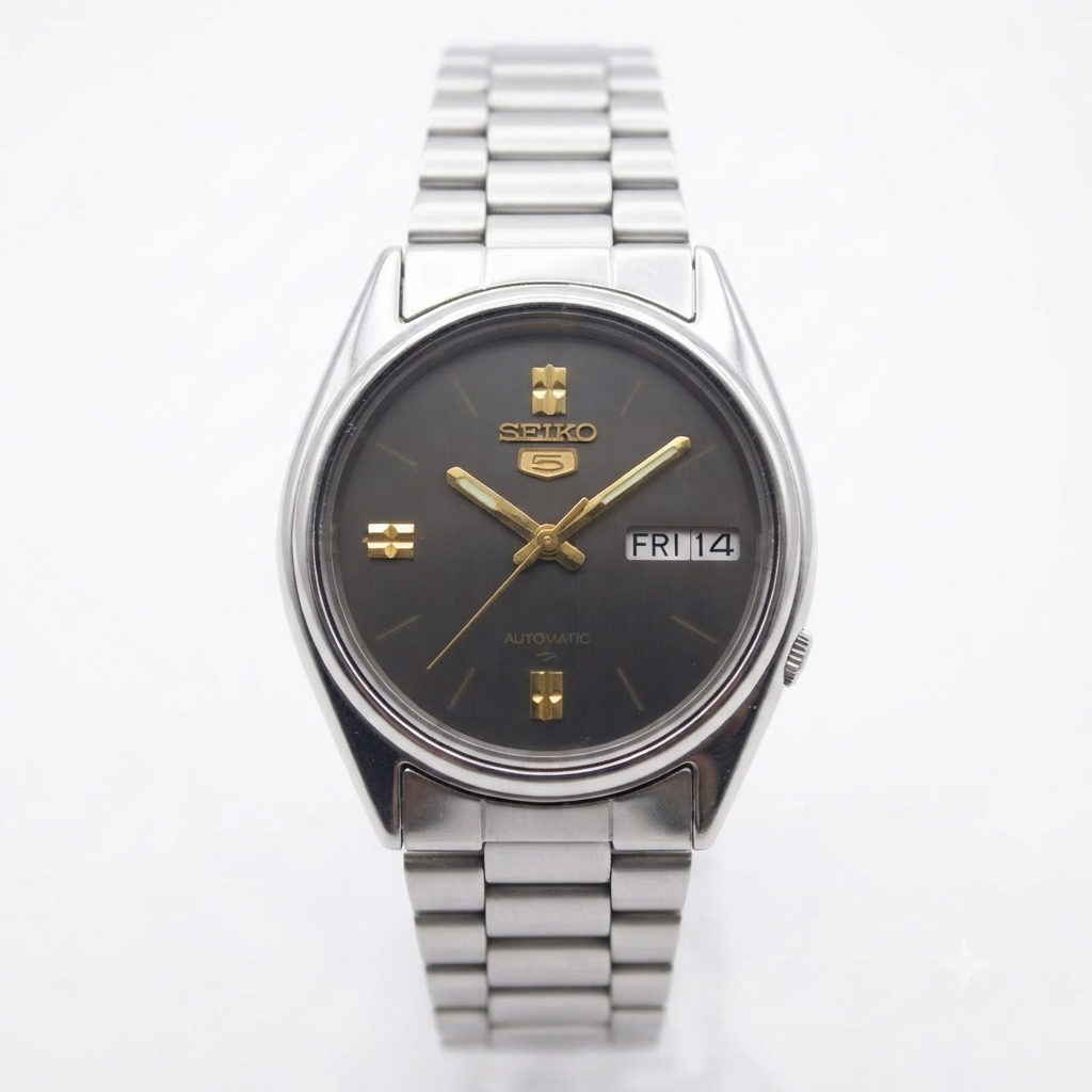 Vintage 1979 Original Seiko 5 Automatic 7009-7031 Black Face 17 Jewels Day-Date Japanese Men's Wrist Watch SK05