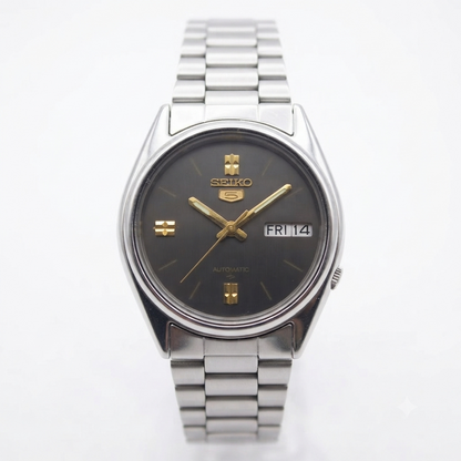 Vintage 1979 Original Seiko 5 Automatic 7009-7031 Black Face 17 Jewels Day-Date Japanese Men's Wrist Watch SK05