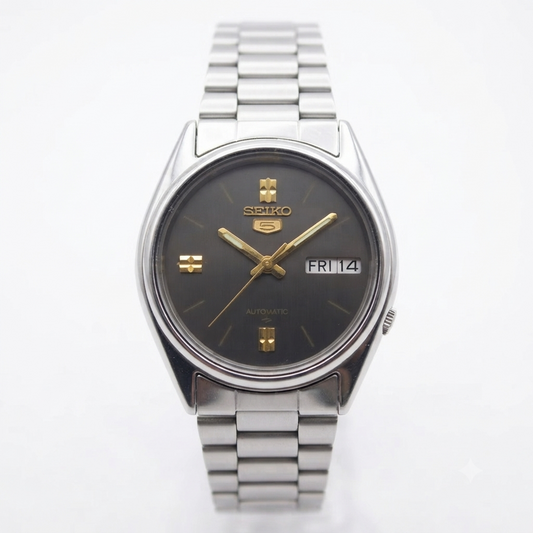 Vintage 1979 Original Seiko 5 Automatic 7009-7031 Black Face 17 Jewels Day-Date Japanese Men's Wrist Watch SK05