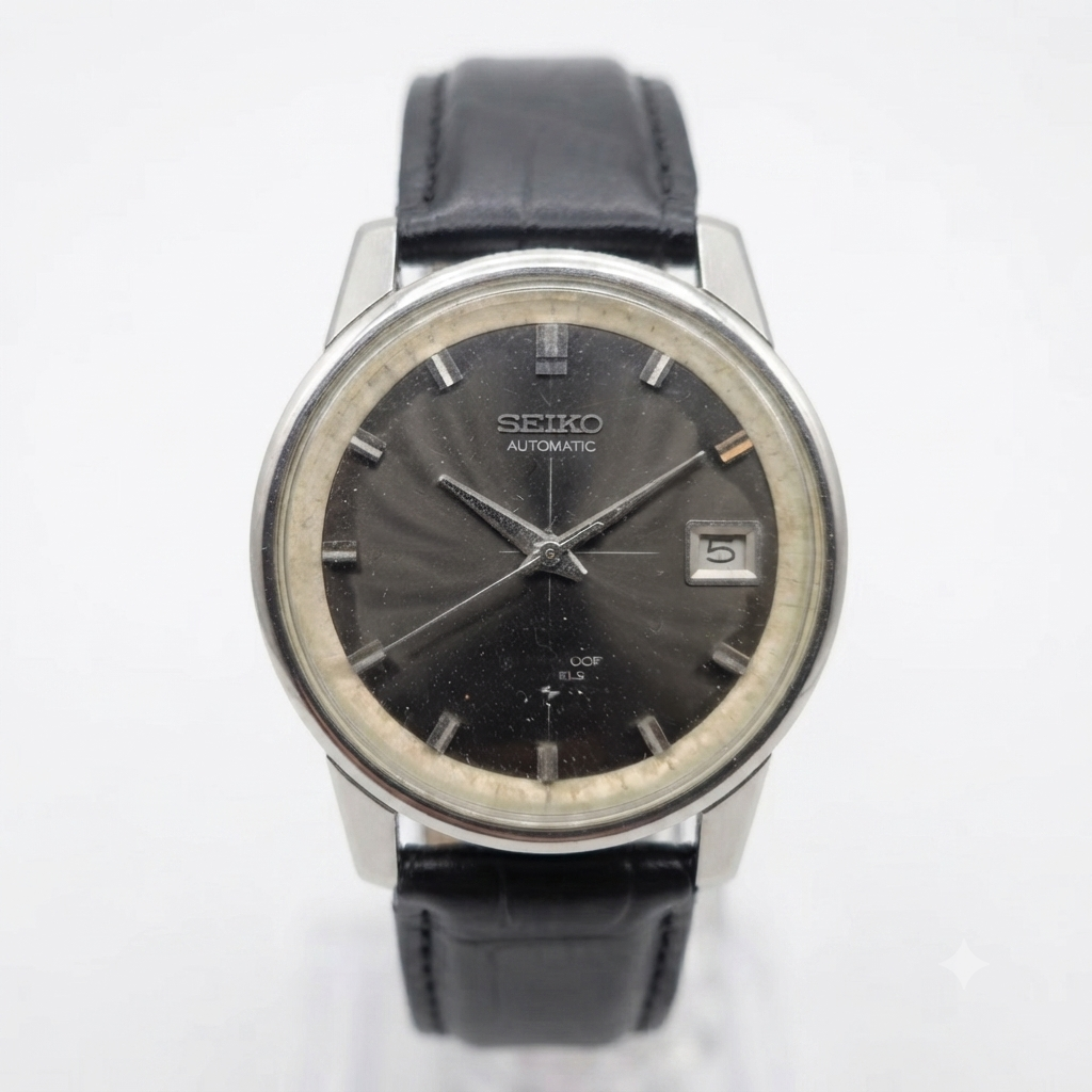 Vintage 1958 Original Seiko 5 Automatic 7625-8043 Black Face 17 Jewels Date Japanese Men's Wrist Watch VS19