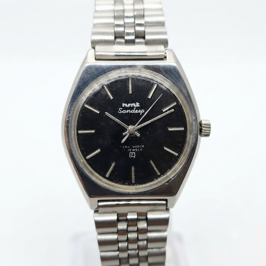 Vintage Original HMT Sandeep Hand Winding 17 Jewels Black Face Men's Wrist Watch OG288