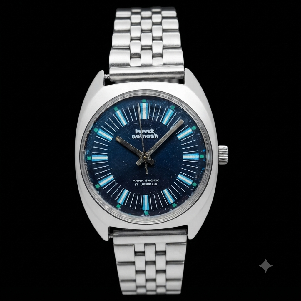 Vintage Original HMT Avinash Hand Winding 17 Jewels Blue Face Men's Wrist Watch HM86