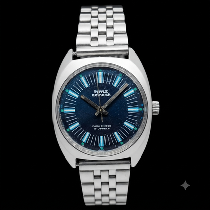 Vintage Original HMT Avinash Hand Winding 17 Jewels Blue Face Men's Wrist Watch HM86