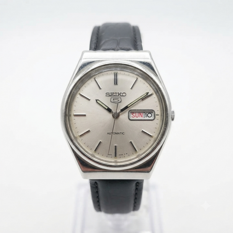 Vintage 1984 Original Seiko 5 Automatic 6309-8930 silver face 17 Jewels Day-Date Japanese Men's Wrist Watch OG31