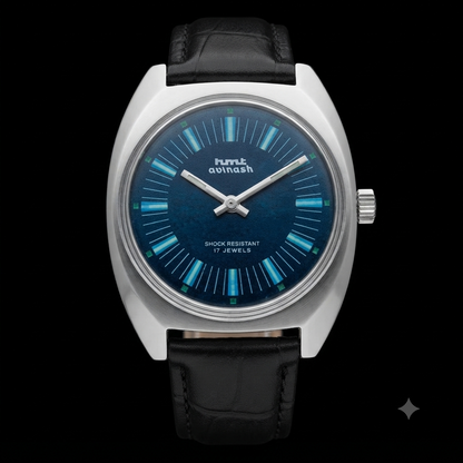 Vintage Original HMT Avinash Hand Winding 17 Jewels Blue Face Men's Wrist Watch HM70
