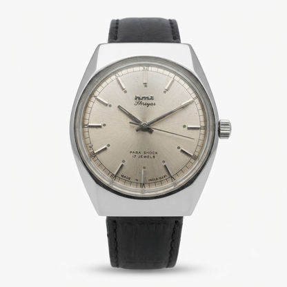 Vintage Original HMT Shreyas Hand Winding 17 Jewels Silver Face Men's Wrist Watch HM142