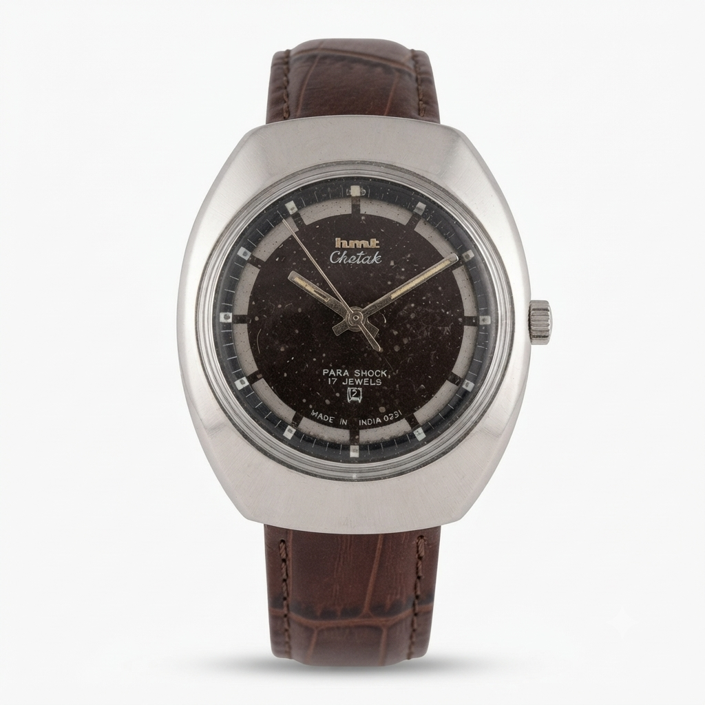Vintage Original HMT Chetak Hand Winding 17 Jewels Brown Face Men's Wrist Watch HM141