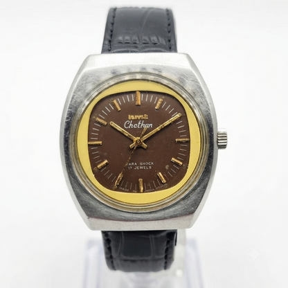 Vintage Original HMT Chethan Hand Winding 17 Jewels Brown Face Men's Wrist Watch HM132