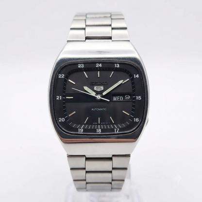 Vintage 1983 Original Seiko 5 Automatic 6309-5820 Black face 17 Jewels Day-Date Japanese Men's Wrist Watch OG258