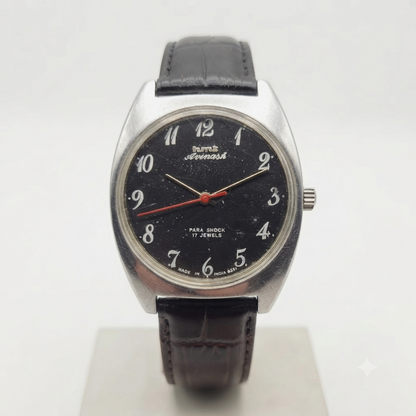 Vintage Original HMT Avinash Hand Winding 17 Jewels Black Face Men's Wrist Watch HM100