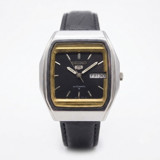 Vintage 1976 Original Seiko 5 Automatic 6309-8840 black face 17 Jewels Day-Date Japanese Men's Wrist Watch OG21