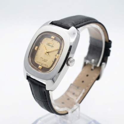 Vintage Original HMT Chanakya Hand Winding 17 Jewels Gold Face Men's Wrist Watch HM153