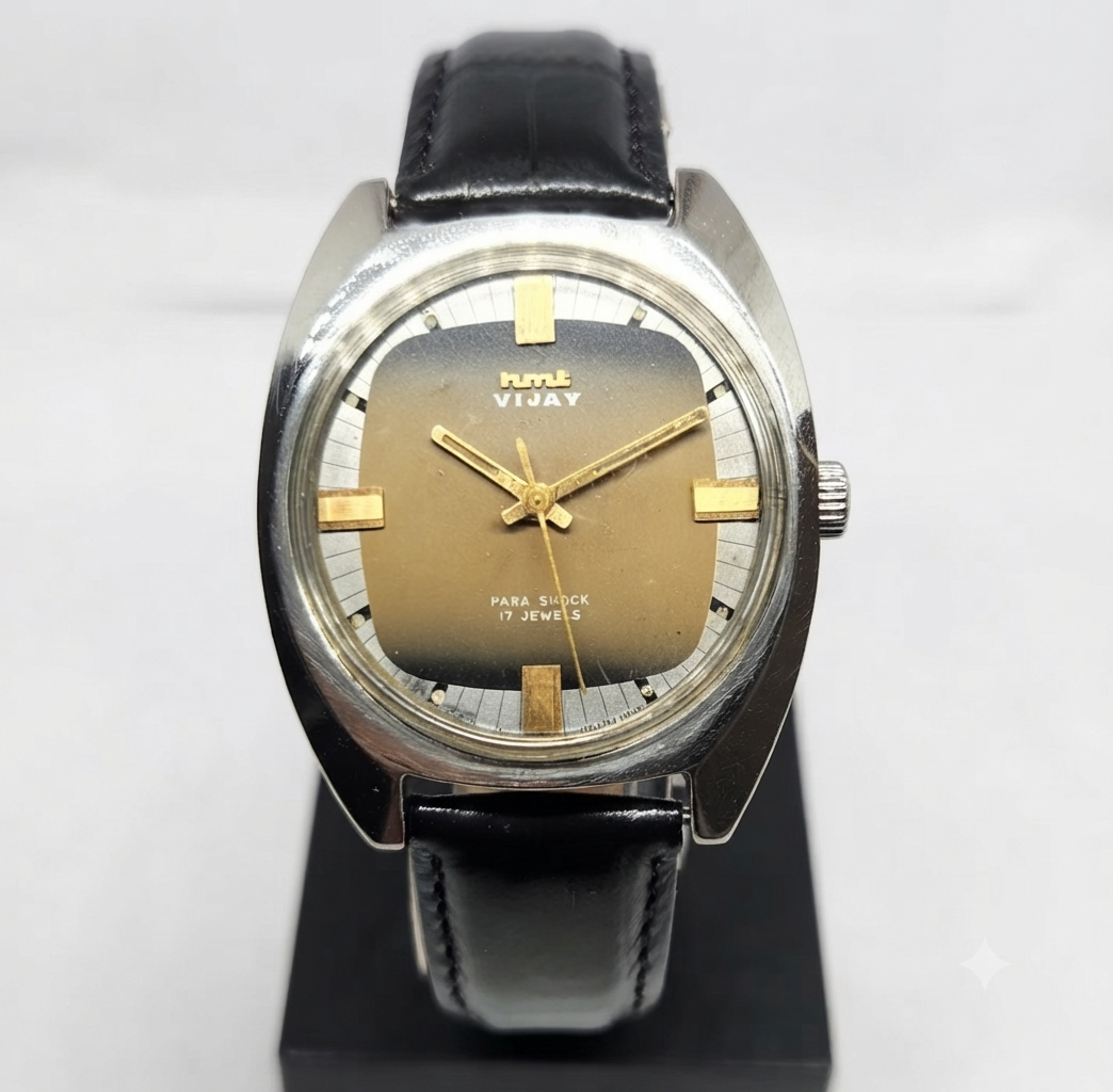 Vintage Original HMT Vijay Hand Winding 17 Jewels Brown Face Men's Wrist Watch HM125
