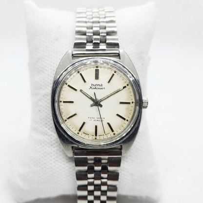 Vintage Original HMT Kohinoor Hand Winding 17 Jewels Off white Face Men's Wrist Watch HM37