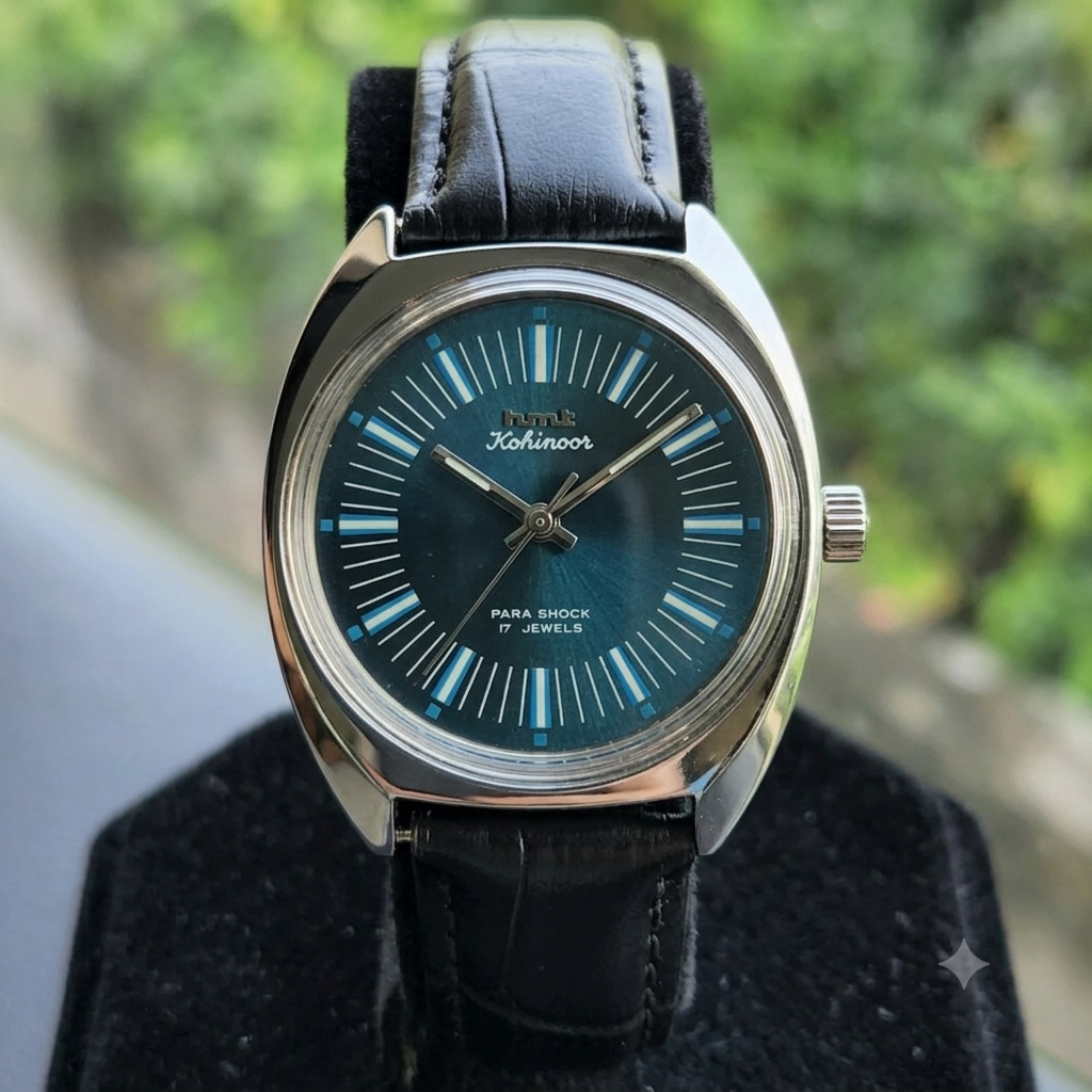 Vintage Original HMT Avinash Hand Winding 17 Jewels Blue Face Men's Wrist Watch HM184