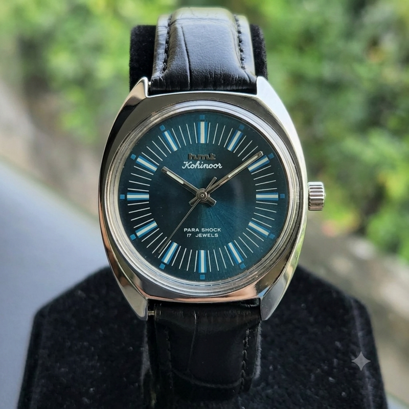 Vintage Original HMT Avinash Hand Winding 17 Jewels Blue Face Men's Wrist Watch HM184