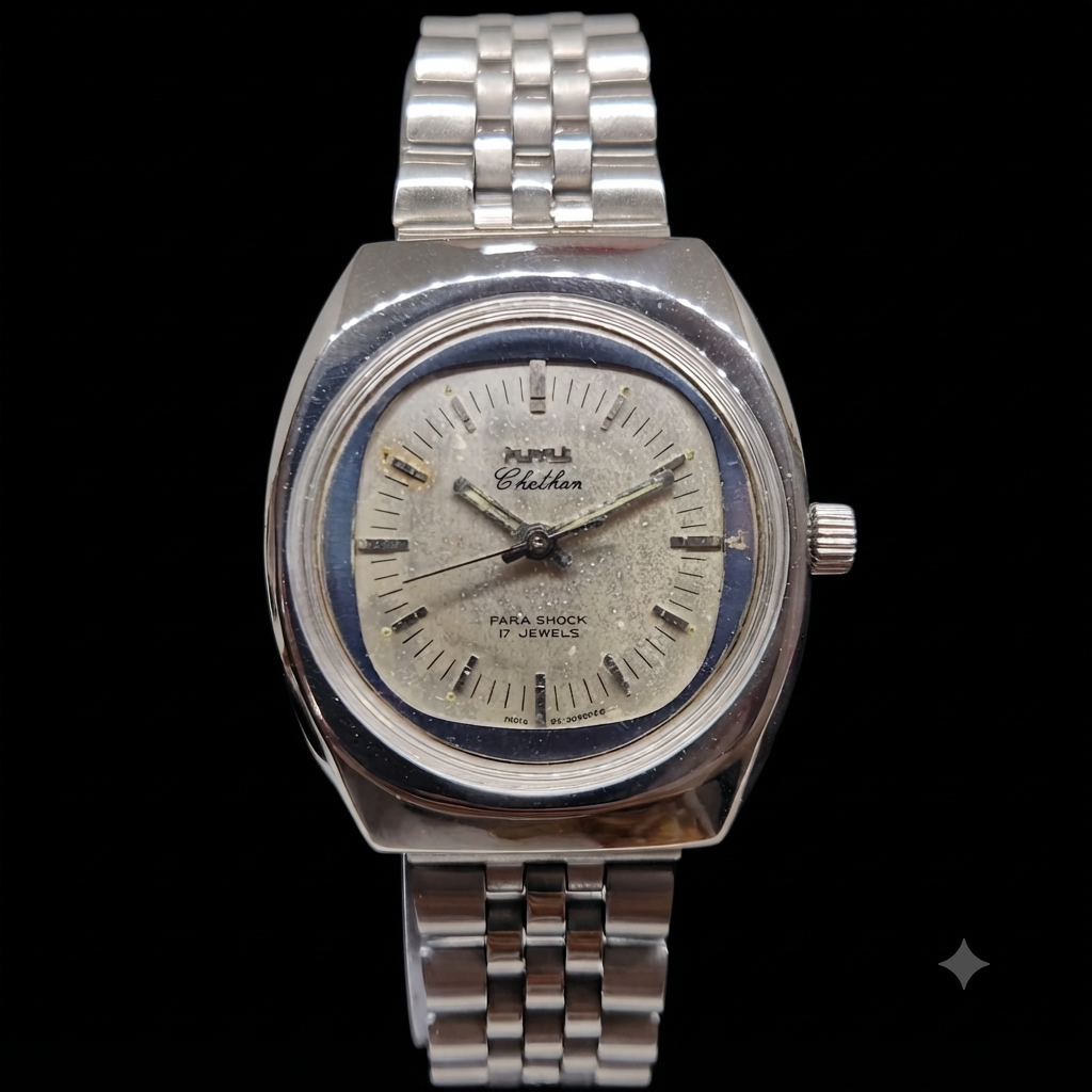 Vintage Original HMT Chethan Hand Winding 17 Jewels Silver Face Men's Wrist Watch HM71