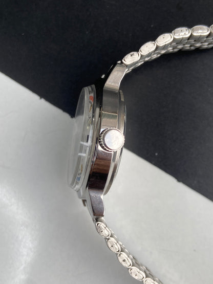 Vintage Mod Seiko 5 Automatic 6309A 17 Jewels Japan Men's Day-Date White Face Wrist Watch E46