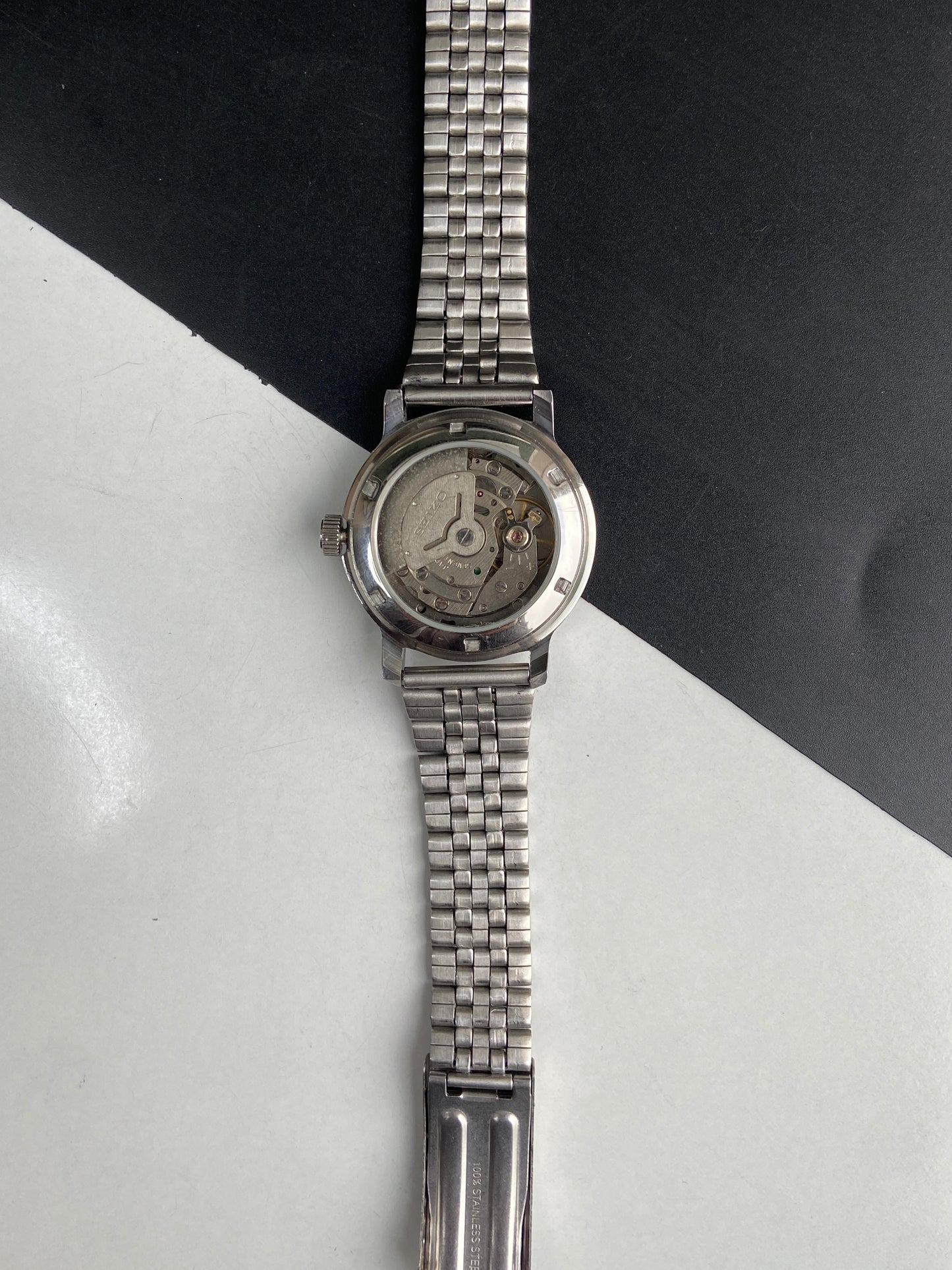Vintage Mod Seiko 5 Automatic 6309A 17 Jewels Japan Men's Day-Date White Face Wrist Watch E46
