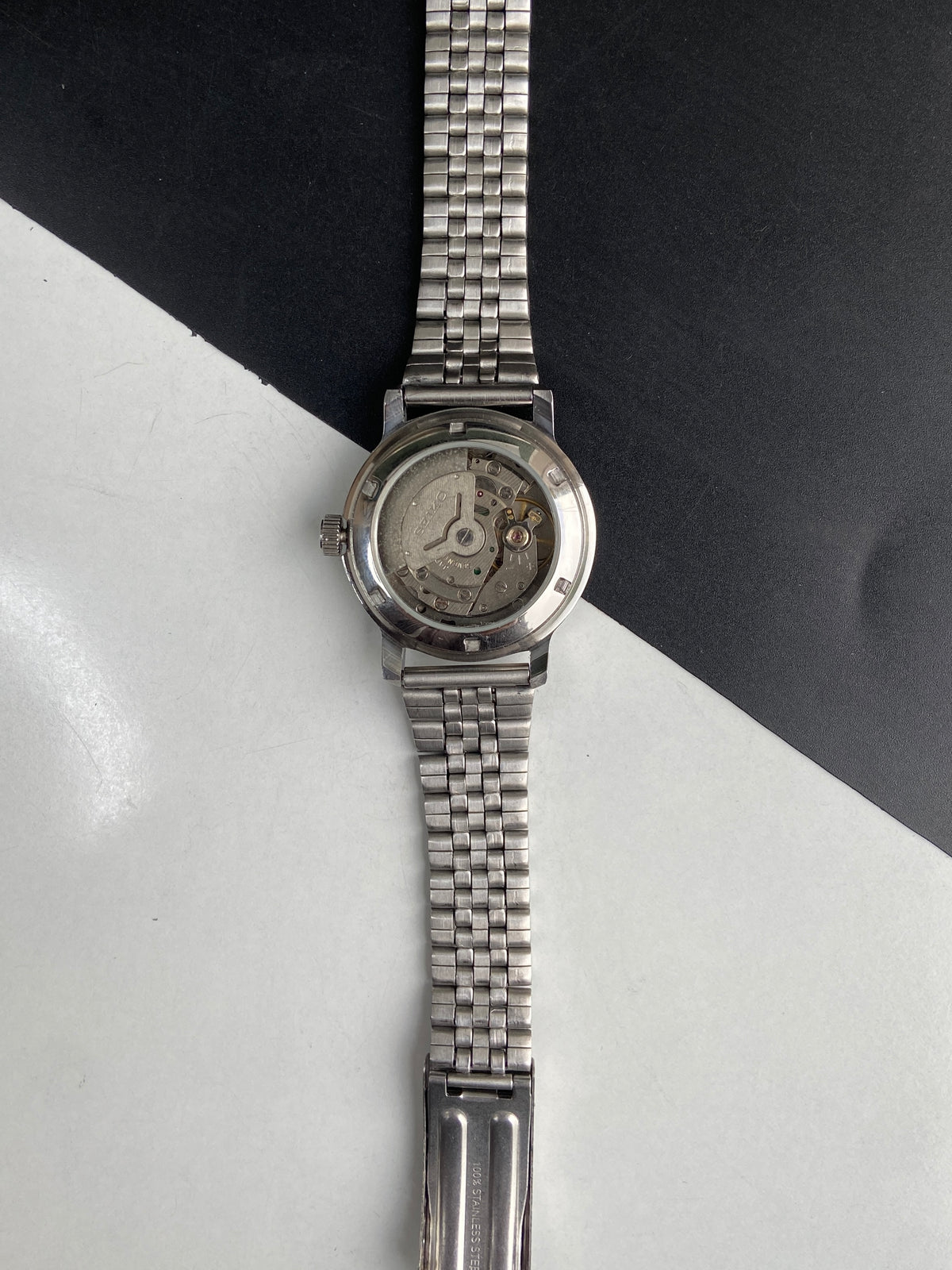 Vintage Mod Seiko 5 Automatic 6309A 17 Jewels Japan Men's Day-Date White Face Wrist Watch E46