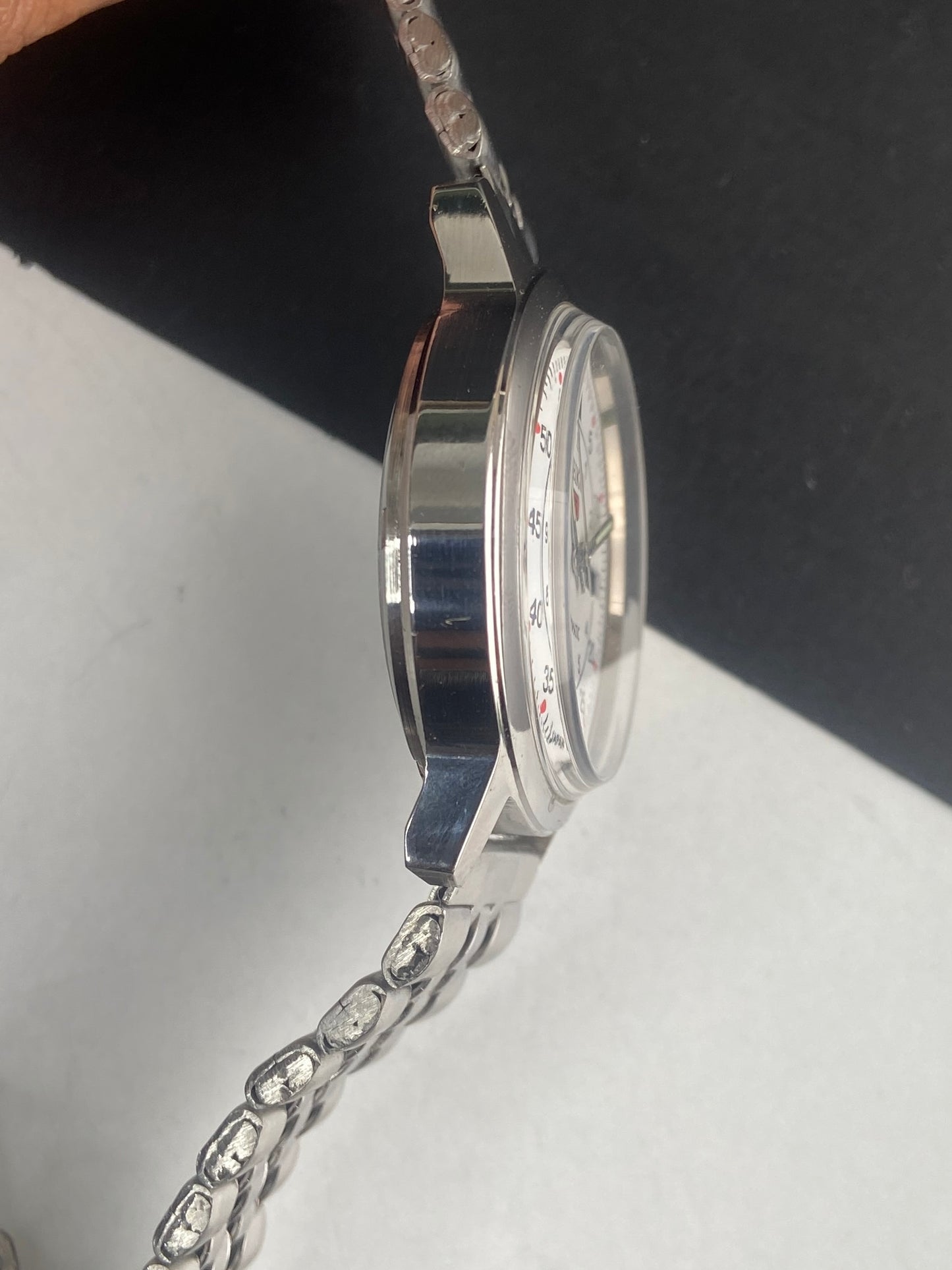 Vintage Mod Seiko 5 Automatic 6309A 17 Jewels Japan Men's Day-Date White Face Wrist Watch E47